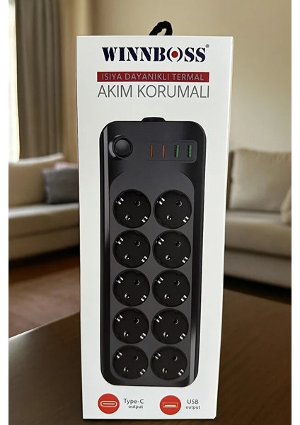 Winboss 3423 – 10’lu Akım Korumalı Priz (Usb + Type-C)