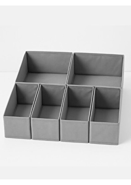 Room 6'lı Gri Çok Amaçlı Çekmece İçi Düzenleyici Organizer Set 13x28 cm Katlanabilir Özellikli