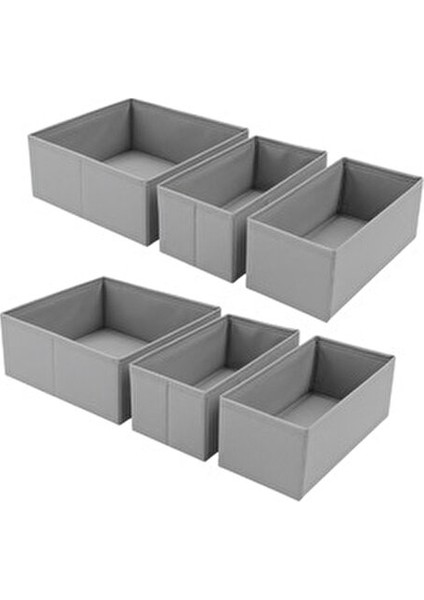 Room 6'lı Gri Çok Amaçlı Çekmece İçi Düzenleyici Organizer Set 13x28 cm Katlanabilir Özellikli