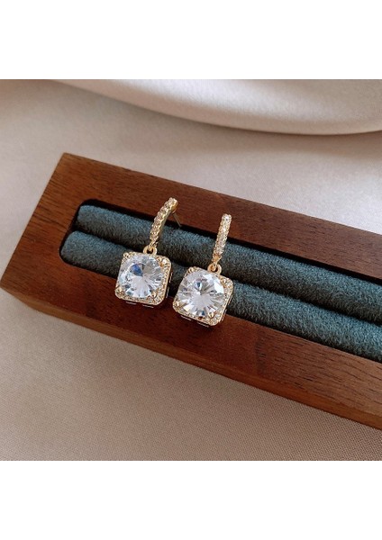 Yeşil Zirkon Çiçek Geometrik Küpeler Mizaç Çok Yönlü Küpeler Hafif Lüks Üst Düzey Küpe Tasarım Hissi (Yurt Dışından)