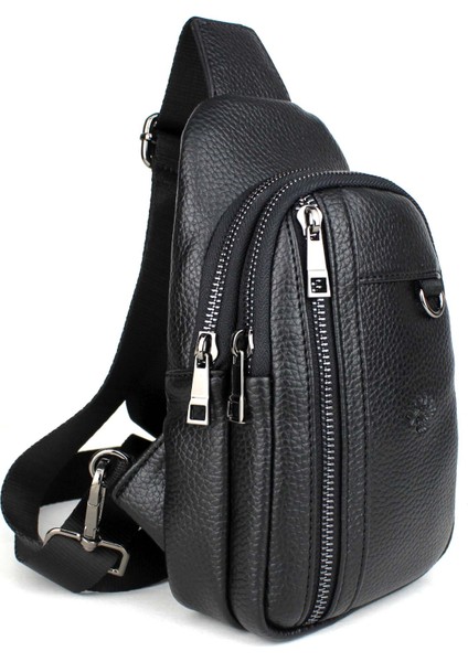 Erkek Siyah Çift Kol Çapraz Omuz Çantası Body Bag Çanta Günlük Çanta