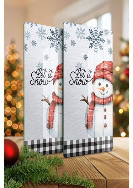 Cam Sunum Servis Tabağı 3'lü Yuvarlak Set Winter Yılbaşı Desenli modelleri