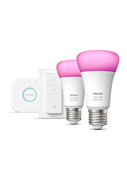 Huewca Renkli Akıllı Ampul Başlangıç Seti 9-75W 2'li E27 Bluetooth Özellikli