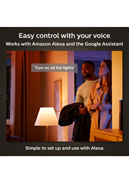 Huewca Renkli Akıllı Ampul Başlangıç Seti 9-75W 2'li E27 Bluetooth Özellikli