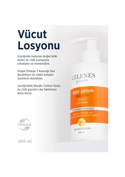 Celenes Sea Buckthorn Vücut Losyonu Tüm Cilt Tipleri (200 Ml)
