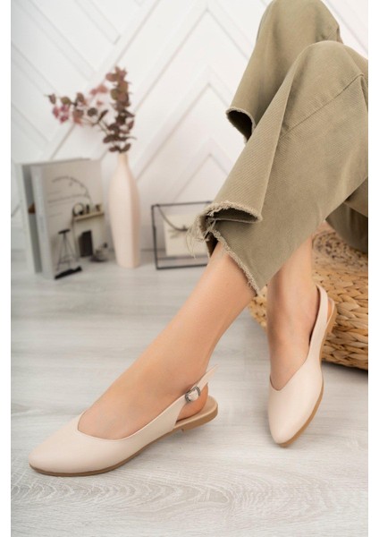 Kadın Misty Krem Cilt Arkası Acık Sivri Burun Günlük Babet modelleri