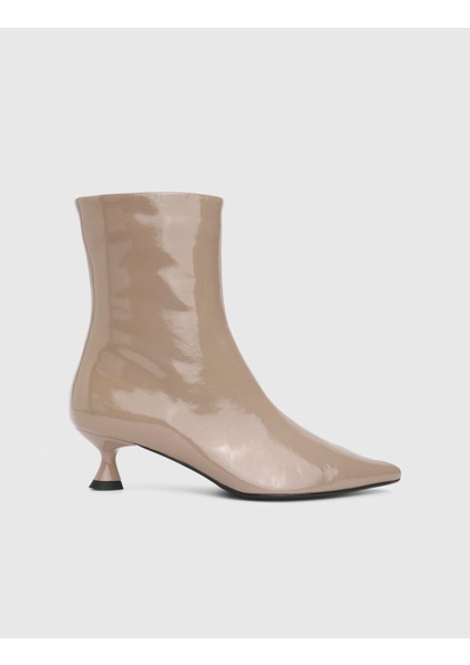 Damian Hakiki Kırışık Rugan Deri Krem Kadın Topuklu Bot modelleri