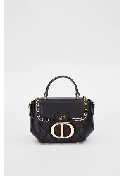 Siyah Dikdörtgen Metal Kilit Omuz Çantası 930428 fiyatları