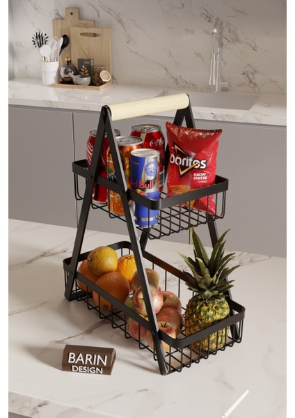 Iki Katlı Metal Telli Mutfak Düzenleyici Raf Organizer – Meyve, Atıştırmalık, Içecek ve Sebze Standı indirimleri