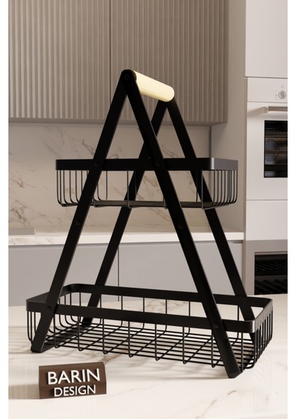 Iki Katlı Metal Telli Mutfak Düzenleyici Raf Organizer – Meyve, Atıştırmalık, Içecek ve Sebze Standı