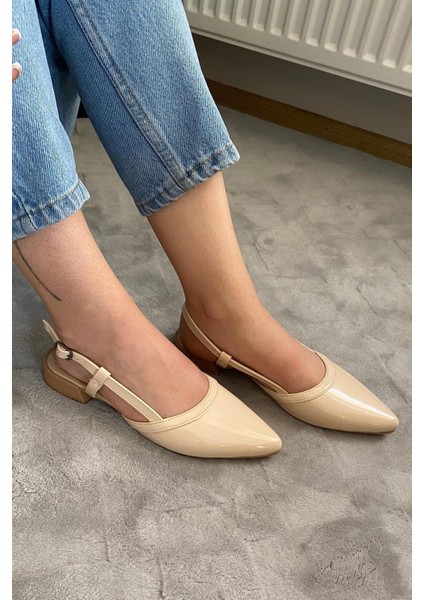 Kadın Tena Bej Rugan Arkası Acık Sivri Burun Günlük Babet fırsatları