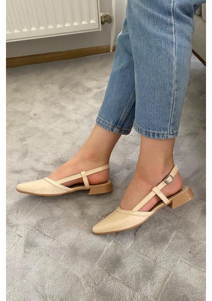 Kadın Tena Bej Rugan Arkası Acık Sivri Burun Günlük Babet indirimleri