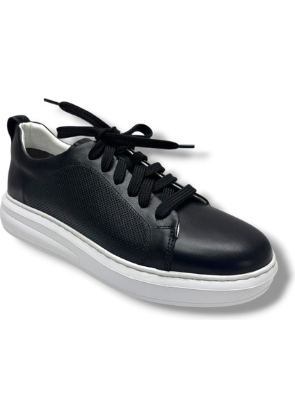 413-26 Hakiki Deri Anatomik Taban Erkek Ayakkabı Siyah Beyaz