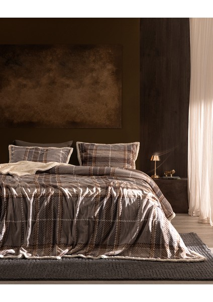 Galon Çift Kişilik Sherpa Yatak Örtüsü - Bej