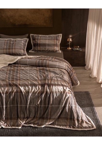 Galon Çift Kişilik Sherpa Yatak Örtüsü - Bej fiyatları