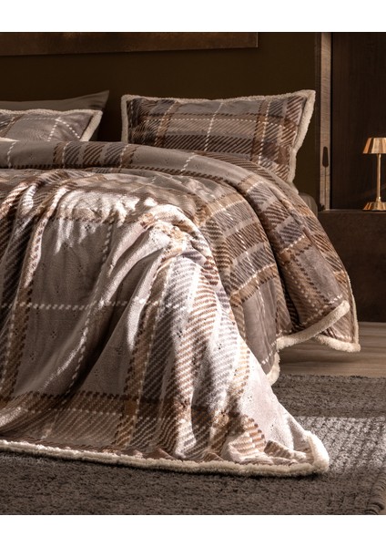 Galon Çift Kişilik Sherpa Yatak Örtüsü - Bej modelleri