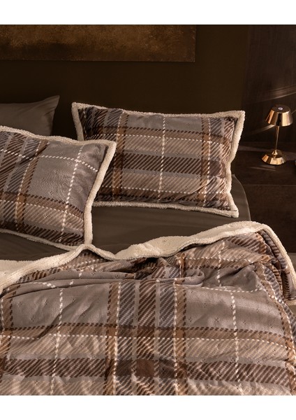 Galon Çift Kişilik Sherpa Yatak Örtüsü - Bej fırsatları