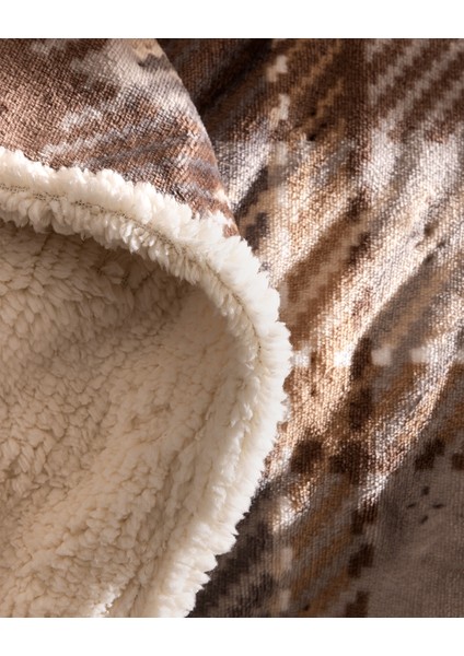 Galon Çift Kişilik Sherpa Yatak Örtüsü - Bej