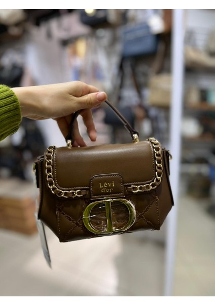 Camel Dikdörtgen Metal Kilit Omuz Çantası 930428