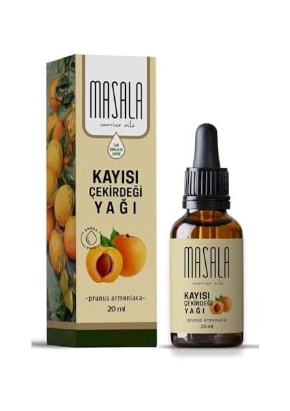 Masala Saf Kayısı Çekirdeği Yağı 20 Ml. (Apricot Kernel Oil) Soğuk Pres