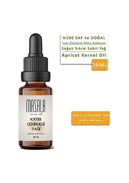 Masala Saf Kayısı Çekirdeği Yağı 20 Ml. (Apricot Kernel Oil) Soğuk Pres modelleri