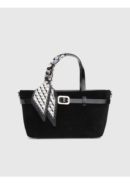 Elye Hakiki Süet Deri Siyah Kadın El Çantası modelleri