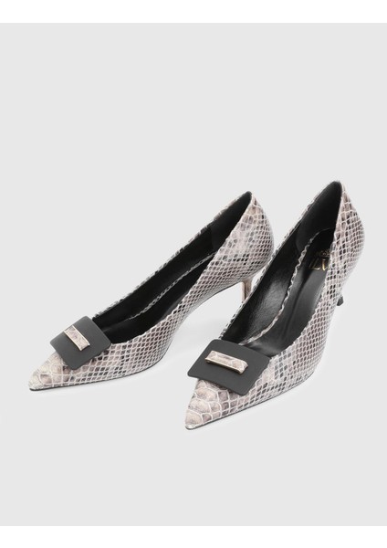 Amonde Hakiki Yılan Baskılı Deri Gri Kadın Topuklu Ayakkabı fiyatları