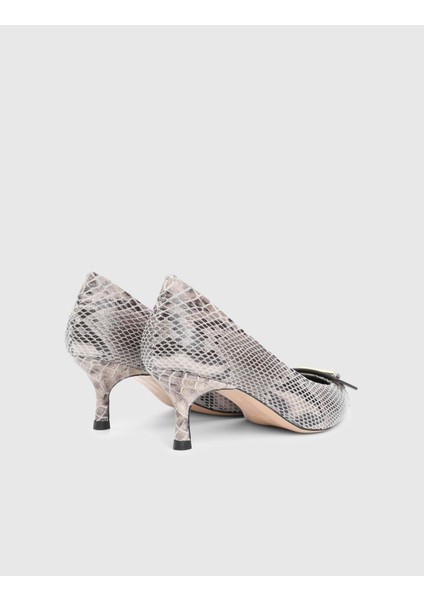 Amonde Hakiki Yılan Baskılı Deri Gri Kadın Topuklu Ayakkabı fırsatları