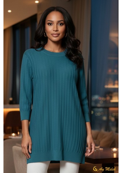 Kadın Triko Kazak Uzun Bisiklet Yaka Düz Tunik fiyatları