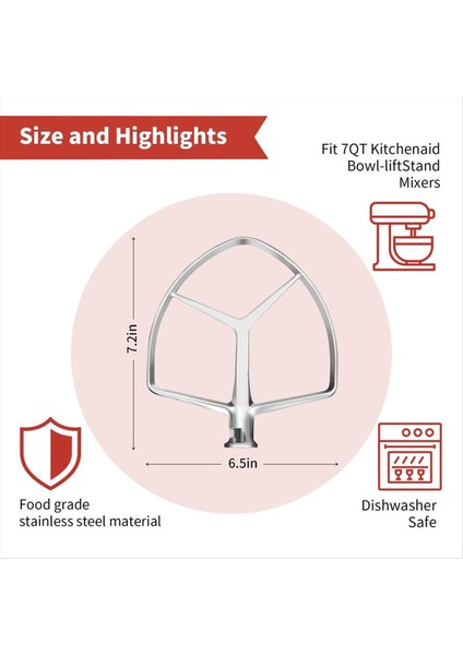 Kitchenaid 7qt Kase Kaldırmalı Stand Mikserler Için Paslanmaz Çek Düz Çırpıcı, Gıda Sınıfı Yedek Ataşman, Bulaşık Makinesinde Yıkanabir (Yurt Dışından) modelleri