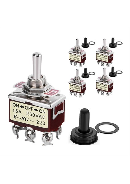 5 Adet Anlık Geçiş Anahtarı 12V Dc 3 Pozisyon 30A Dpdt (On) -Off- (Açık) 6 Pinli Araba Geçiş Anahtarı Araba Teknesi Için Kapak ile (Yurt Dışından)