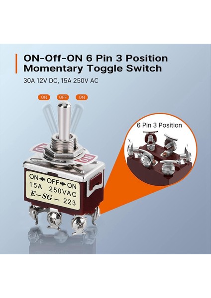 5 Adet Anlık Geçiş Anahtarı 12V Dc 3 Pozisyon 30A Dpdt (On) -Off- (Açık) 6 Pinli Araba Geçiş Anahtarı Araba Teknesi Için Kapak ile (Yurt Dışından) fırsatları