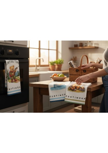 3'lü Mutfak Havlusu 100% Pamuk 50×70 cm Hediyelik Ayıcık Baskılı modelleri