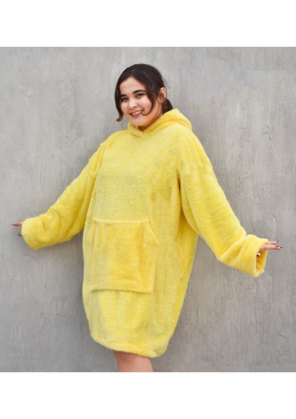 Kapüşonlu Peluş Giyilebilir Battaniye – Ultra Yumuşak Oversize