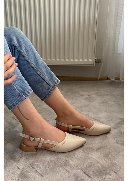 Kadın Tena Bej Cilt Arkası Acık Sivri Burun Günlük Babet fiyatları