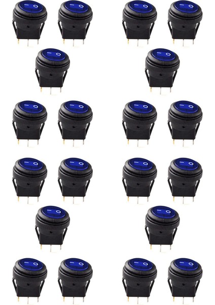 20 Pcs 12V 20A Su Geçirmez Yuvarlak Açık/kapalı Rocker Switch Otomatik Tekne Spst (Yurt Dışından)