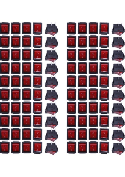 100 x Kırmızı Işıklı Işık Açık/kapalı Dpst Tekne Rocker Switch 16A/250V 20A/125V Ac (Yurt Dışından)