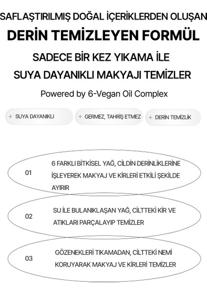 Cleasing Oil Vegan 6-Bitkisel Yağlı Yüz ve Makyaj Kore Temizleme Yağı Tüm Cilt Tipleri fiyatları