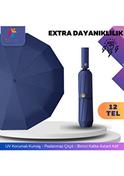 12 Telli Kadın Otomatik Şemsiye Ekstra Dayanıklı Fiber Tel ve UV Koruma indirimleri