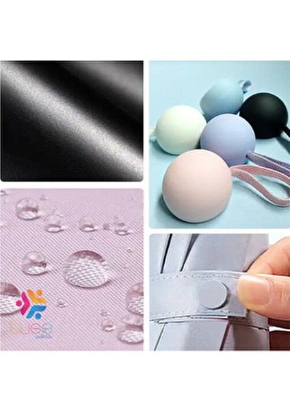 Kapsül Şemsiye 8 Tel Destekli Siyah Kumaş ile Yağmurdan ve Güneşten Koruma