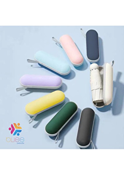 Kapsül Şemsiye 8 Tel Destekli Siyah Kumaş ile Yağmurdan ve Güneşten Koruma