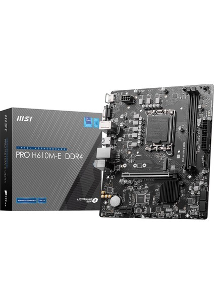 MB Pro H610M-E Ddr4 Soket 1700 Ddr4 3200(OC) HDMI VGA M.2 Usb3.2 1x 1g Lan Matx Anakart