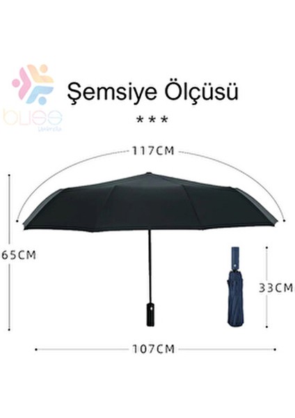 bliss 12 Telli Kadın Otomatik Şemsiye Ekstra Dayanıklı Fiber Tel ile Güçlü Rüzgar Koruması