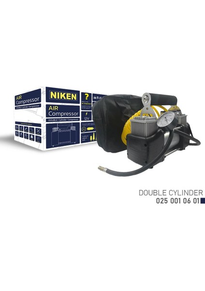 Araç lastik hava kompresör metal çift silindir büyük çantalı niken