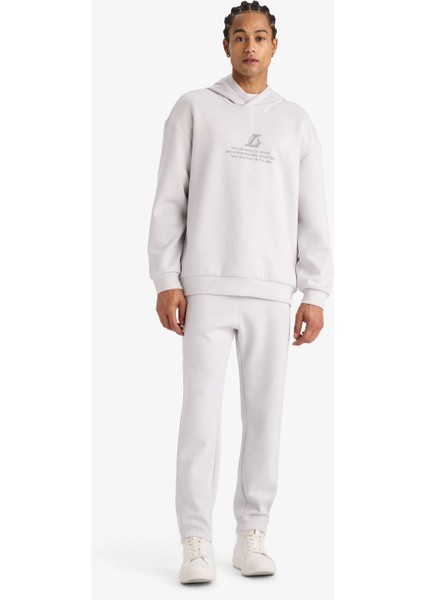 F3876AXGR519 Gri Nba Los Angeles Lakers Boxy Fit Kapüşonlu Skuba Dalgıç Kumaş Sırt Baskılı Sweatshirt fiyatları