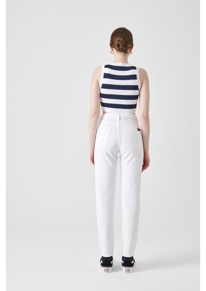 KELLY Mom Fit Beyaz Kadın Jean Pantolon fırsatları