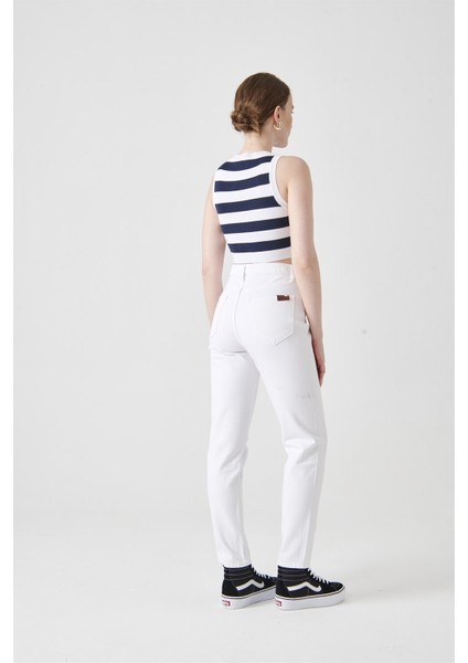KELLY Mom Fit Beyaz Kadın Jean Pantolon indirimleri