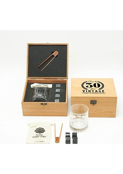Yaş Tasarımlı Ahşap Kutulu Tekli Glasgow Viski Kadeh Seti + 4 Soğutucu Taş Seti fiyatları