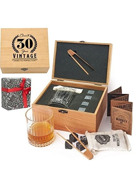 Yaş Tasarımlı Ahşap Kutulu Tekli Glasgow Viski Kadeh Seti + 4 Soğutucu Taş Seti modelleri