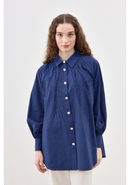 Taşlı Düğme Detaylı Gömlek Tunik 2844 Lacivert modelleri